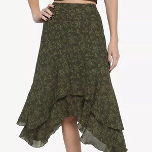 Hot Topic Thorn & Fable Green Midi Layered Whimsygoth Cottagecore Skirt